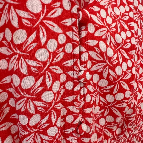 Boden Susannah Smocked Long Sleeve Midi Dress in Cherry Red, Berry Print, 8R - Picture 6 of 14
